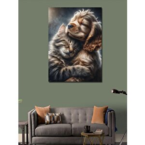 Kanvas Tablo Sevimli Köpek Ve Kedi