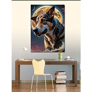 Kanvas Tablo Köpek Ve Ay 100x140 cm