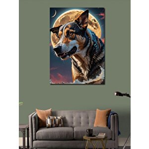 Kanvas Tablo Köpek Ve Ay 100x140 cm