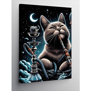 Kanvas Tablo Nargile İçen Kedi 100x140 cm