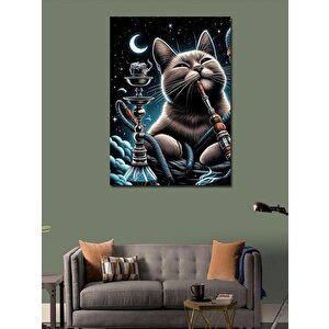 Kanvas Tablo Nargile İçen Kedi 100x140 cm