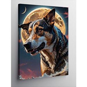 Kanvas Tablo Köpek Ve Ay