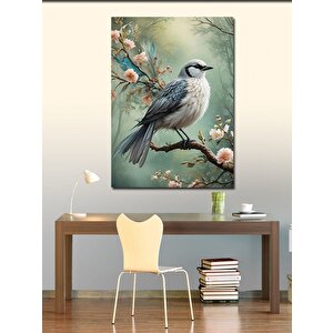 Kanvas Tablo Çiçek Açmış Ağaç Ve Kuş 100x140 cm