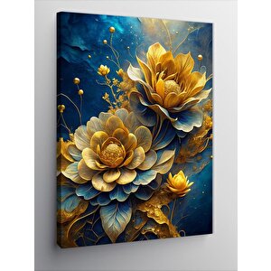 Kanvas Tablo Mavi Fon Sarı Çiçekler 70x100 cm