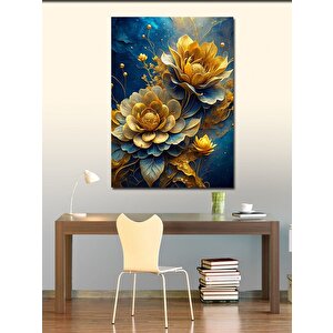 Kanvas Tablo Mavi Fon Sarı Çiçekler 70x100 cm