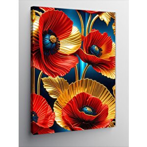 Kanvas Tablo Sarı Kırmızı Çiçekler 100x140 cm