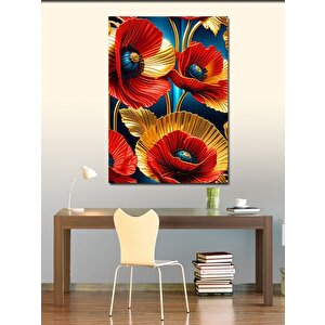 Kanvas Tablo Sarı Kırmızı Çiçekler 100x140 cm