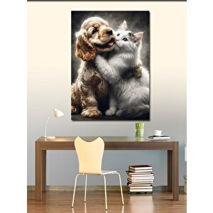 Kanvas Tablo Sevimli Köpek Ve Kedi