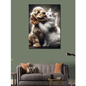 Kanvas Tablo Sevimli Köpek Ve Kedi