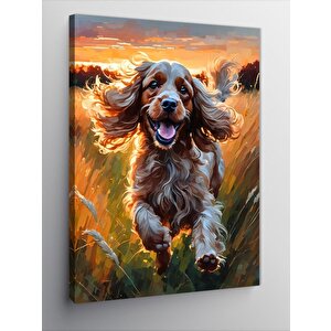 Kanvas Tablo Tarlada Koşan Köpek 70x100 cm
