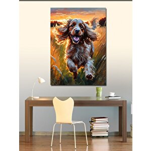Kanvas Tablo Tarlada Koşan Köpek 70x100 cm