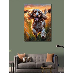 Kanvas Tablo Tarlada Koşan Köpek 70x100 cm