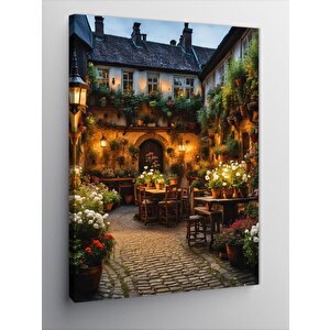 Kanvas Tablo Çiçekli Kafe