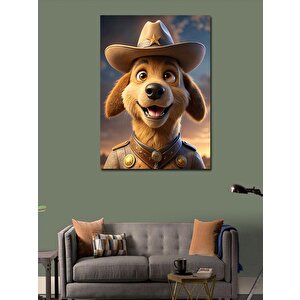Kanvas Tablo Şapkalı Şerif Köpek