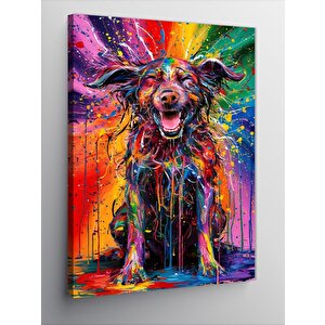 Kanvas Tablo Renkli Banyo Yapmış Köpek