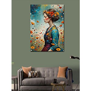 Kanvas Tablo Çiçekler Ve Kadın 70x100 cm