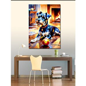 Kanvas Tablo Köpek Ve Şömine 100x140 cm