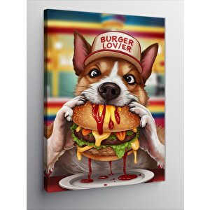 Kanvas Tablo Hamburger Yiyen Köpek 70x100 cm