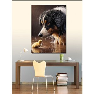 Kanvas Tablo Yavru Ördek Ve Köpek 100x140 cm