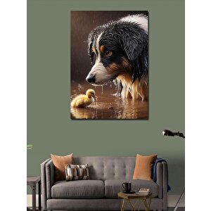 Kanvas Tablo Yavru Ördek Ve Köpek 100x140 cm