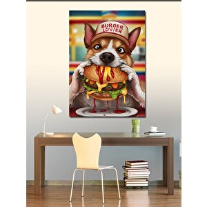 Kanvas Tablo Hamburger Yiyen Köpek