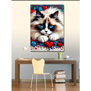Kanvas Tablo Mavi Gözlü Kedi