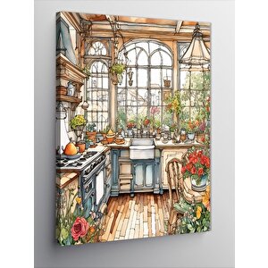 Kanvas Tablo Çiçekli Mutfak 70x100 cm