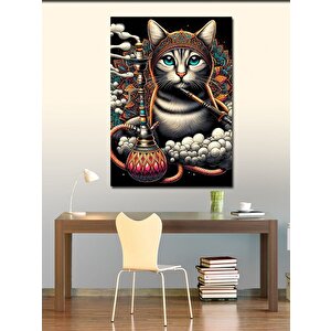 Kanvas Tablo Nargile İçen Kedi 70x100 cm