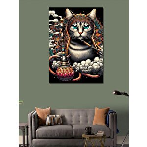 Kanvas Tablo Nargile İçen Kedi 70x100 cm