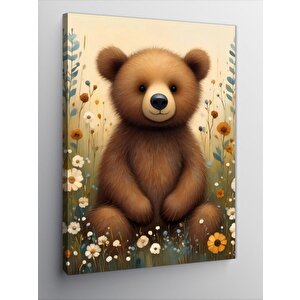 Kanvas Tablo Çiçekler Ve Oyuncak Ayı 70x100 cm