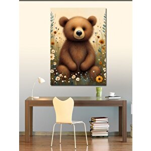 Kanvas Tablo Çiçekler Ve Oyuncak Ayı 70x100 cm