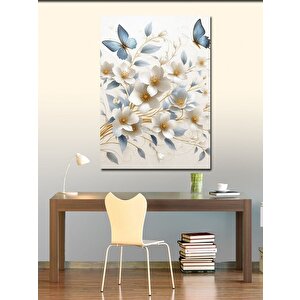 Kanvas Tablo Çiçekler Ve Kelebekler 100x140 cm