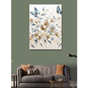 Kanvas Tablo Çiçekler Ve Kelebekler 100x140 cm