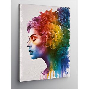 Kanvas Tablo Çiçekler Ve Kadın 70x100 cm