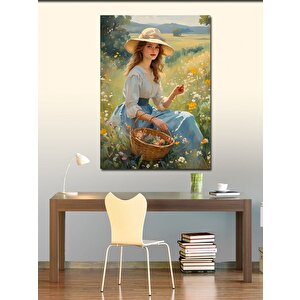Kanvas Tablo Çiçek Toplayan Kız 70x100 cm