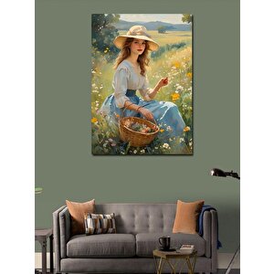 Kanvas Tablo Çiçek Toplayan Kız 70x100 cm