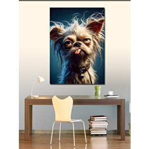 Kanvas Tablo Dil Çıkarmış Köpek