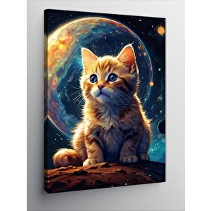 Kanvas Tablo Uzaydaki Kedi 100x140 cm