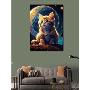 Kanvas Tablo Uzaydaki Kedi 100x140 cm