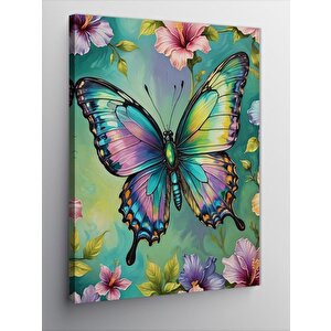 Kanvas Tablo Kelebek Ve Çiçekler 70x100 cm