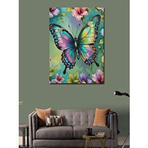Kanvas Tablo Kelebek Ve Çiçekler 70x100 cm