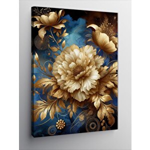 Kanvas Tablo Sarı Çiçekler Ve Mavi Fon 100x140 cm
