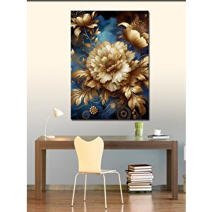 Kanvas Tablo Sarı Çiçekler Ve Mavi Fon 100x140 cm
