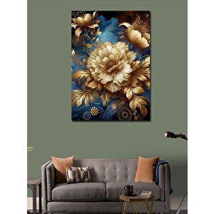 Kanvas Tablo Sarı Çiçekler Ve Mavi Fon 100x140 cm