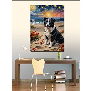 Kanvas Tablo Sevimli Köpek Ve Sahil