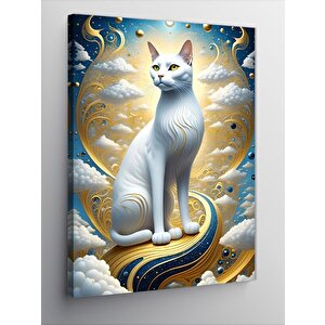 Kanvas Tablo Beyaz Kedi 70x100 cm