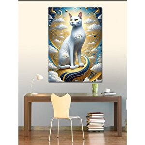 Kanvas Tablo Beyaz Kedi 70x100 cm