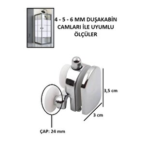 Teker 8’li Set Duşakabin Tekerleği Alt Üst Cam Kabin Rulman Makara 24 Mm Krom