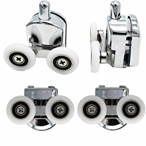 Teker 8’li Set Duşakabin Tekerleği Alt Üst Cam Kabin Rulman Makara 24 Mm Krom