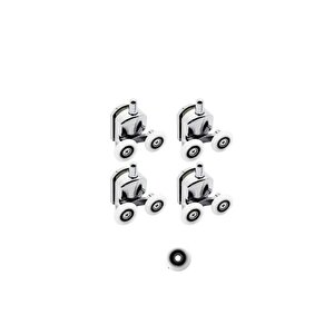 Teker 8’li Set Duşakabin Tekerleği Alt Üst Cam Kabin Rulman Makara 24 Mm Krom